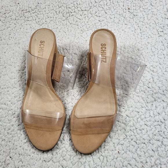 NEW Womens Schutz Victorie Slide Sandal clear straps size 6.5 B - Picture 1 of 4